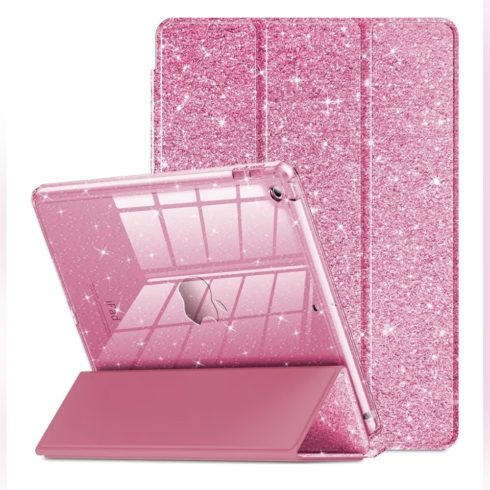 Infiland Pink Glitter Tablet Case i pad 10.2 Inch